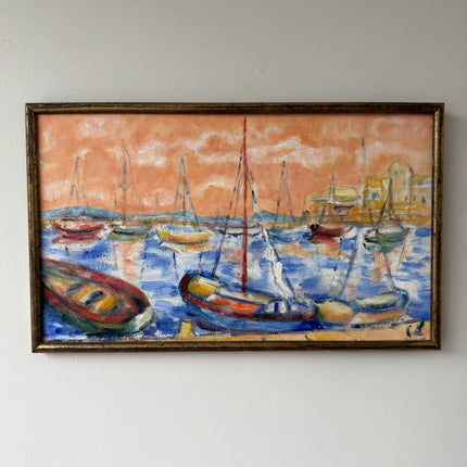 Refined Harbor Scene Oil Painting "Colorful Boats" Traditional Art Holland Art Shop