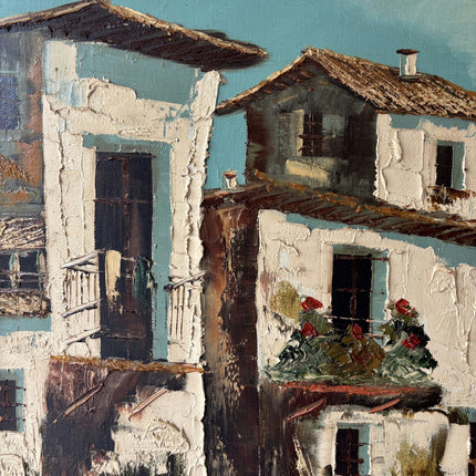Timeless Cityscape Oil Painting "Mediterranean Houses" Refined Large Artwork Holland Art Shop