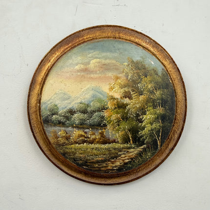 Classic Landscape Oil Painting "Oval Painting" Original Small Artwork Holland Art Shop