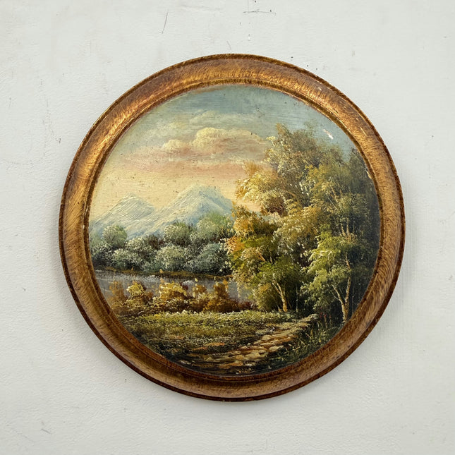 Classic Landscape Oil Painting "Oval Painting" Original Small Artwork Holland Art Shop