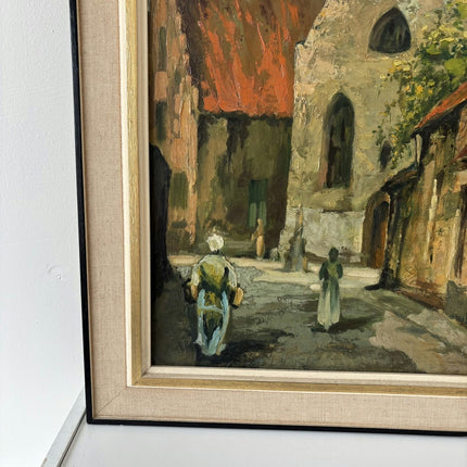 Authentic Oil Painting Cityscape "Church Steeple" Intriguing Large Artwork Holland Art Shop