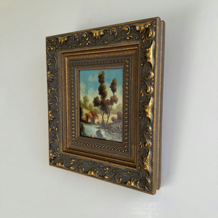 Authentic Landscape Oil Painting "Ornate Frame" Traditional Small Artwork Holland Art Shop