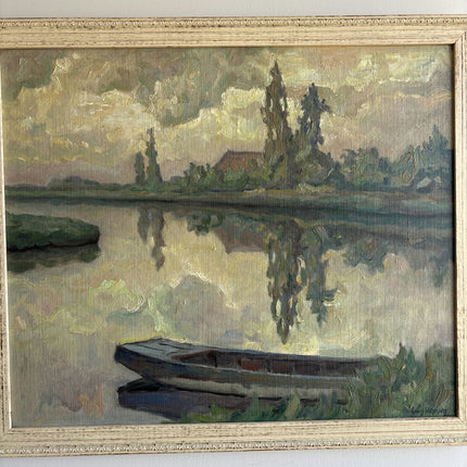 Timeless Landscape Oil Painting "Rowboat Stack" Refined Art Holland Art Shop