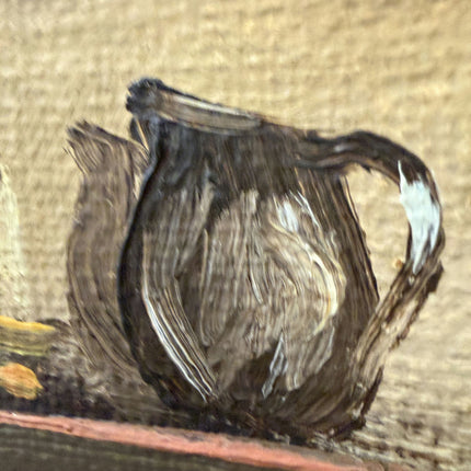 Elegant Interior Oil Painting "Wicker Basket" Authentic Small Art Holland Art Shop