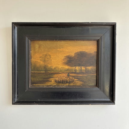 Vintage Animals Oil Painting "Shepherd And Sheep" Original Artwork Holland Art Shop