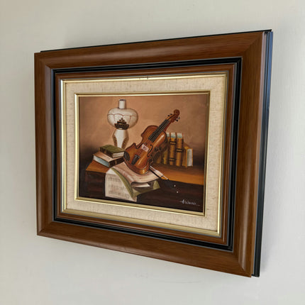 Elegant Still Life Oil Painting "Resting Violin" Expressive Art Holland Art Shop