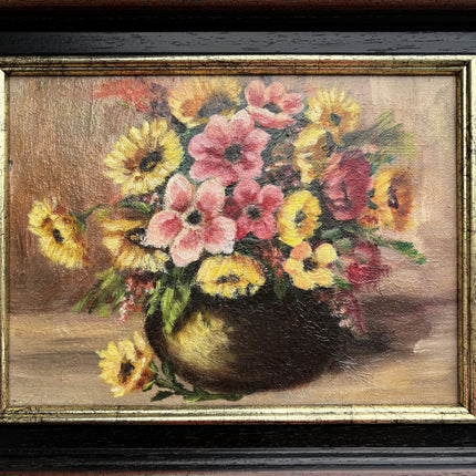 Rustic Floral Still Life Oil Painting "Flower Vase" Timeless Small Art Holland Art Shop