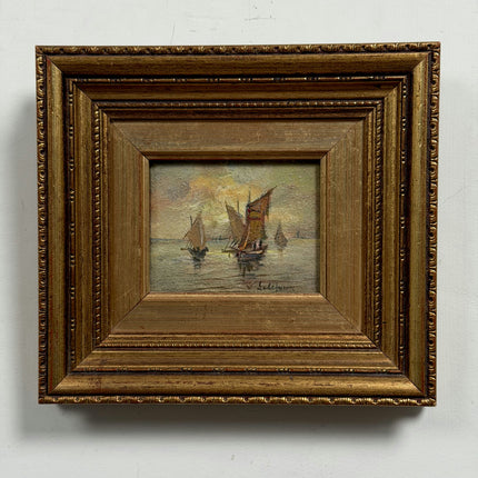 Timeless Seascape Oil Painting "Gilded Frame" Rustic Small Artwork Holland Art Shop