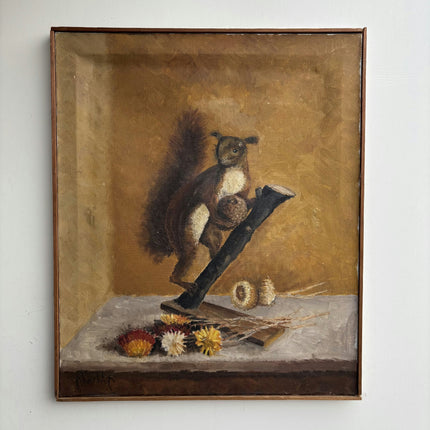 Elegant Animals Oil Painting "Squirrel Perch" Classic Artwork Holland Art Shop