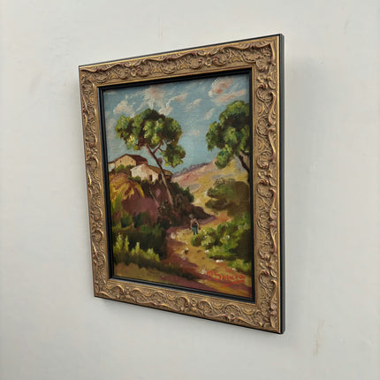 Original Landscape Oil Painting "Country Path" Vintage Small Artwork Holland Art Shop