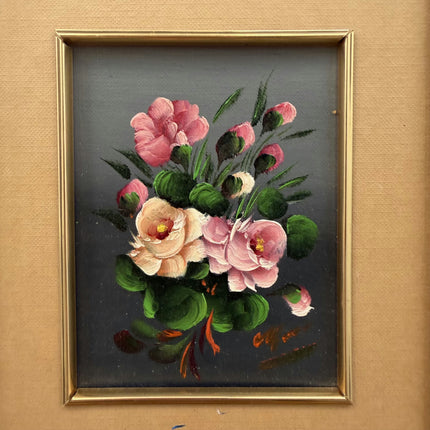 Original Flowery Still Life Oil Painting "Pink Bouquet" Detailed Small Art Holland Art Shop