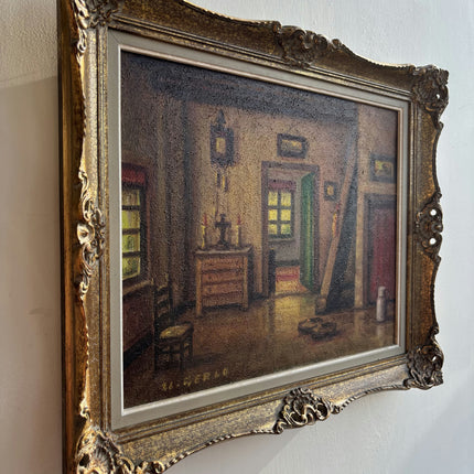 Rustic Interior Oil Painting "Gilded Frame" Detailed Art Holland Art Shop