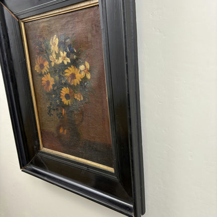 19th Century Antique Flowery Still Life Oil Painting "Flower Vase" Artwork Holland Art Shop