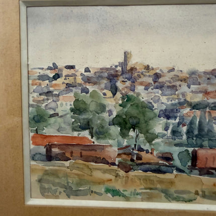 Elegant Landscape Aquarel "Row Houses" Expressive Small Artwork Holland Art Shop