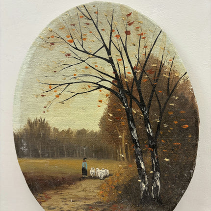 Elegant Landscape Oil Painting "Grazing Sheep" Detailed Small Art Holland Art Shop