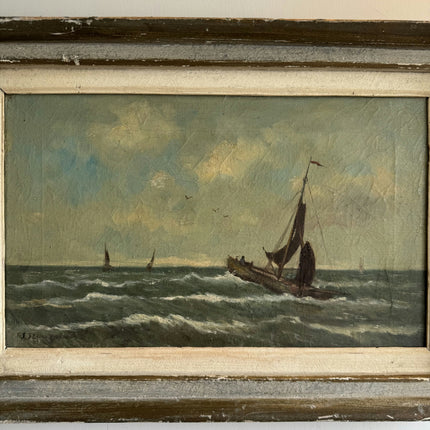 Detailed Seascape Oil Painting "Sailing Boat" Expressive Artwork Holland Art Shop