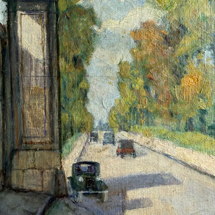 1928 Cityscape Oil Painting "City Street" Artwork Holland Art Shop