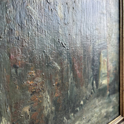 Original Cityscape Oil Painting "Canal Boats" Refined Small Art Holland Art Shop