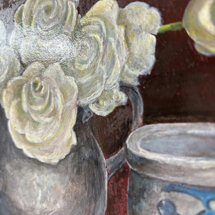 Expressive Floral Still Life Oil Painting "Teapot Bouquet" Handcrafted Artwork Holland Art Shop