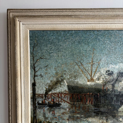 Authentic Harbor Scene Oil Painting "Fishing Boat" Detailed Dutch Artwork Holland Art Shop