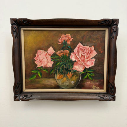 Original Floral Still Life Oil Painting "Pink Roses" Timeless Art Holland Art Shop