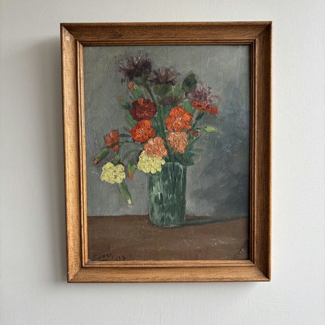 1937 Floral Still Life Oil Painting "Flower Vase" Lyon Artwork Holland Art Shop