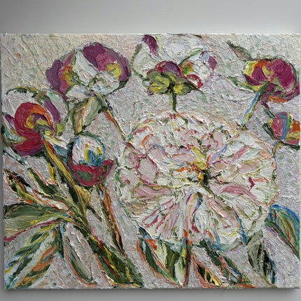 Timeless Floral Still Life Oil Painting "Peony Blooms" Detailed Artwork Holland Art Shop