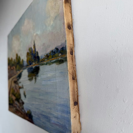 Traditional Landscape Oil Painting "Tall Cypress" Handcrafted Small Artwork Holland Art Shop