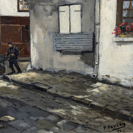 Expressive Cityscape Oil Painting "City Street" Rustic Art Holland Art Shop