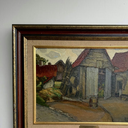Vintage Cityscape Oil Painting "Thatched House" Detailed Art Holland Art Shop