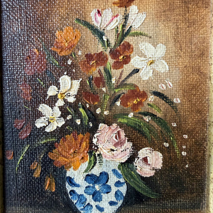 Handcrafted Flowery Still Life Oil Painting "Flower Vase" Small Artwork Holland Art Shop