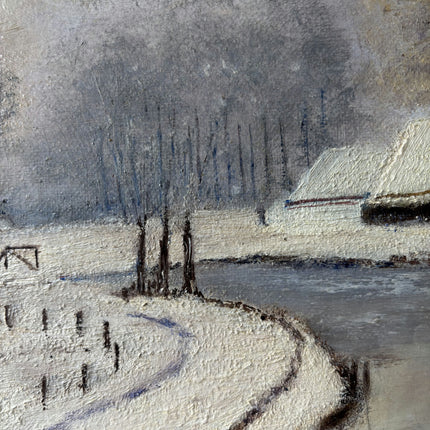 Handcrafted Winter Landscape Oil Painting "Snowy Cottage" Rustic Art Holland Art Shop
