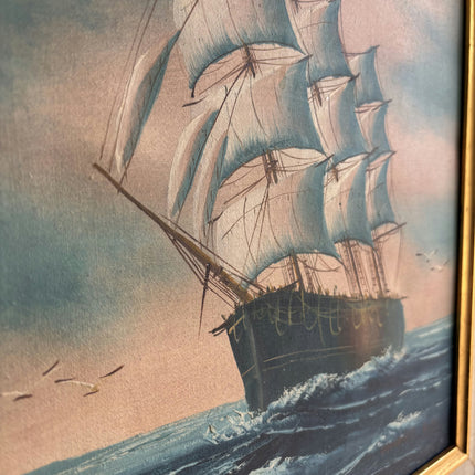Expressive Seascape Oil Painting "Sailing Ship" Traditional Artwork Holland Art Shop