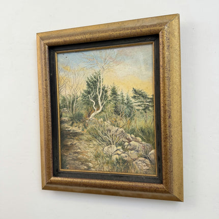Expressive Landscape Oil Painting "Mossy Rocks" Traditional Small Artwork Holland Art Shop