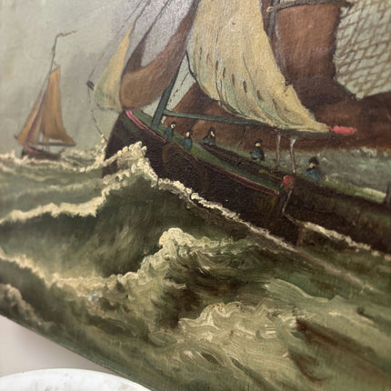 Authentic Seascape Oil Painting "Fishing Boat" Traditional Small Art Holland Art Shop