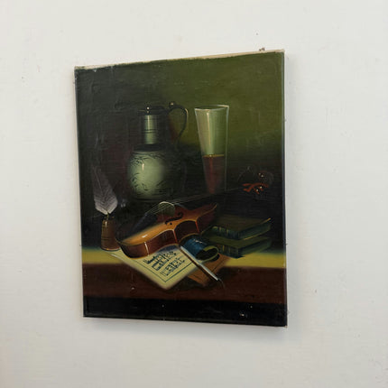 Rustic Still Life Oil Painting "Violin Instrument" Timeless Artwork Holland Art Shop