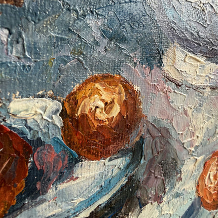Elegant Still Life Oil Painting "Blue Pitcher" Vintage Small Art Holland Art Shop