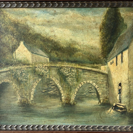 Original Oil Painting Landscape "Stone Bridge" Striking Large Artwork Holland Art Shop