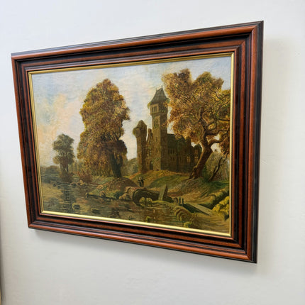 Original Landscape Oil Painting "Stone Castle" Handcrafted Large Art Holland Art Shop