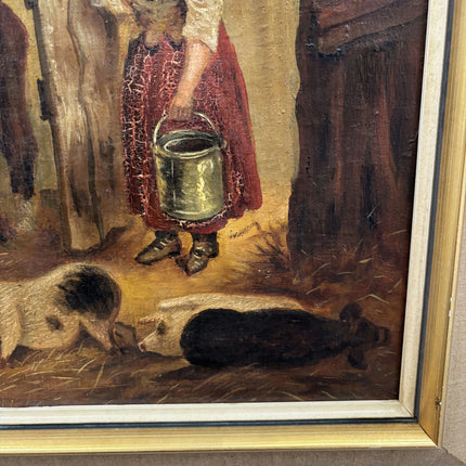 19th Century Antique Animals Oil Painting "Farm Cow" Art Holland Art Shop