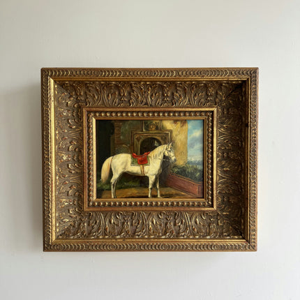 Expressive Animals Oil Painting "White Horse" Handcrafted Small Art Holland Art Shop