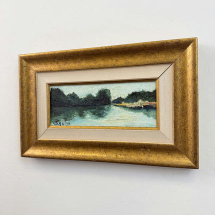 Vintage Landscape Oil Painting "Gold Frame" Detailed Small Art Holland Art Shop