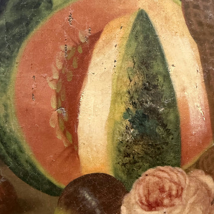 Antique Flowery Still Life Oil Painting "Basket Fruit" Refined Large Artwork Holland Art Shop