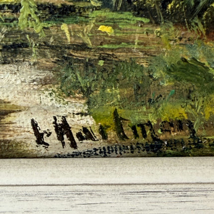 Handcrafted Landscape Oil Painting "Riverside Trees" Traditional Small Art Holland Art Shop