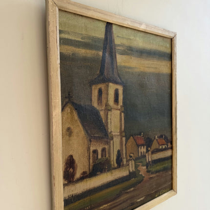 Authentic Oil Painting "White Church" Original Medium Sized Art Holland Art Shop