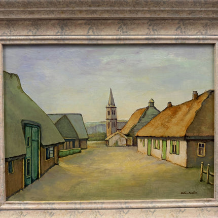 Detailed Cityscape Oil Painting "Village Street" Handcrafted Art Holland Art Shop