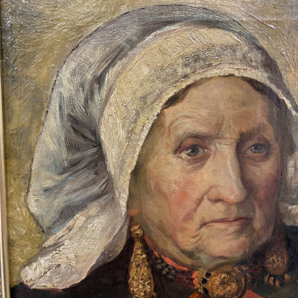 1918 Antique Portrait Oil Painting "Elderly Woman" Art Holland Art Shop