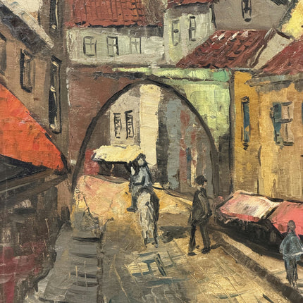 Elegant Cityscape Oil Painting "Narrow Street" Authentic Artwork Holland Art Shop