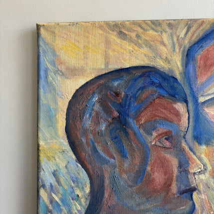 Authentic Portrait Oil Painting "Kissing Heads" Expressive Small Art Holland Art Shop