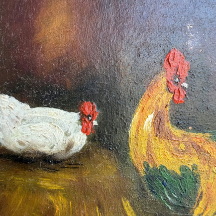 Elegant Animals Oil Painting "Rooster Group" Original Small Artwork Holland Art Shop
